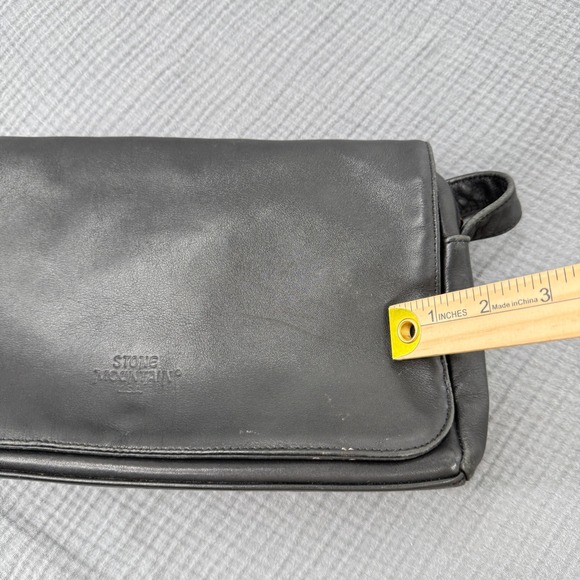 Vtg Stone Mountain Leather Crossbody Bag Black Some Distressing USA Made‎ Purse - Picture 13 of 16